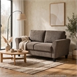 Elon Loveseat with Black Feet- Rolled Arms- Brown Chenille- 58 Inch
