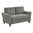 Elon Loveseat with Black Feet- Rolled Arms- Brown Chenille- 58 Inch