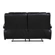 Licot Double Manual Reclining Loveseat- Foam Fill Black Top Grain Leather