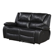 Licot Double Manual Reclining Loveseat- Foam Fill Black Top Grain Leather