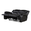 Licot Double Manual Reclining Loveseat- Foam Fill Black Top Grain Leather