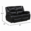 Licot Double Manual Reclining Loveseat- Foam Fill Black Top Grain Leather