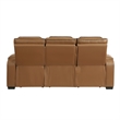 Fiya Power Double Reclining LED Sofa- USB Ports- Brown Faux Leather