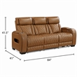 Fiya Power Double Reclining LED Sofa- USB Ports- Brown Faux Leather