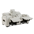 Fiya Power Double Reclining LED Loveseat- USB Ports- Taupe Faux Leather