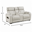 Fiya Power Double Reclining LED Loveseat- USB Ports- Taupe Faux Leather