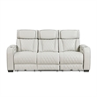 Fiya Power Double Reclining LED Sofa- USB Ports- Taupe Faux Leather