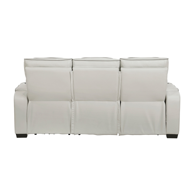 Fiya Power Double Reclining LED Sofa- USB Ports- Taupe Faux Leather