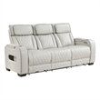 Fiya Power Double Reclining LED Sofa- USB Ports- Taupe Faux Leather