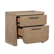 Rex Nightstand- 2 Drawers- Tray Top- Curved Bottom- Brown Hickory Veneer