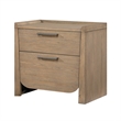 Rex Nightstand- 2 Drawers- Tray Top- Curved Bottom- Brown Hickory Veneer