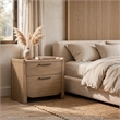 Rex Nightstand- 2 Drawers- Tray Top- Curved Bottom- Brown Hickory Veneer