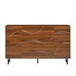 Lewis Wave Design Sideboard Cabinet- Adjustable Shelf- Walnut- 59 Inch