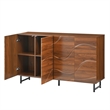 Lewis Wave Design Sideboard Cabinet- Adjustable Shelf- Walnut- 59 Inch