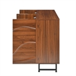 Lewis Wave Design Sideboard Cabinet- Adjustable Shelf- Walnut- 59 Inch