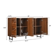 Lewis Wave Design Sideboard Cabinet- Adjustable Shelf- Walnut- 59 Inch