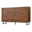 Lewis Wave Design Sideboard Cabinet- Adjustable Shelf- Walnut- 59 Inch