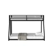 Ady Twin Over Full Bunk Bed- Ladder and Guardrails- Black Metal Frame