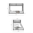 Ady Twin Over Full Bunk Bed- Ladder and Guardrails- Black Metal Frame