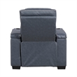 Cyrus Power Recliner- Headrest- Heat Massage- USB Ports- LED- Blue Leather