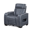 Cyrus Power Recliner- Headrest- Heat Massage- USB Ports- LED- Blue Leather