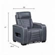 Cyrus Power Recliner- Headrest- Heat Massage- USB Ports- LED- Blue Leather