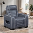 Cyrus Power Recliner- Headrest- Heat Massage- USB Ports- LED- Blue Leather