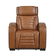 Cyrus Power Recliner w Headrest- Heat Massage-USB Ports-LED- Brown Leather