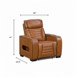 Cyrus Power Recliner w Headrest- Heat Massage-USB Ports-LED- Brown Leather