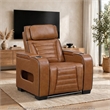 Cyrus Power Recliner w Headrest- Heat Massage-USB Ports-LED- Brown Leather