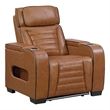 Cyrus Power Recliner w Headrest- Heat Massage-USB Ports-LED- Brown Leather
