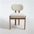 Zelda Dining Chairs- Set of 2- Brown Rubberwood Frame- Beige Fabric