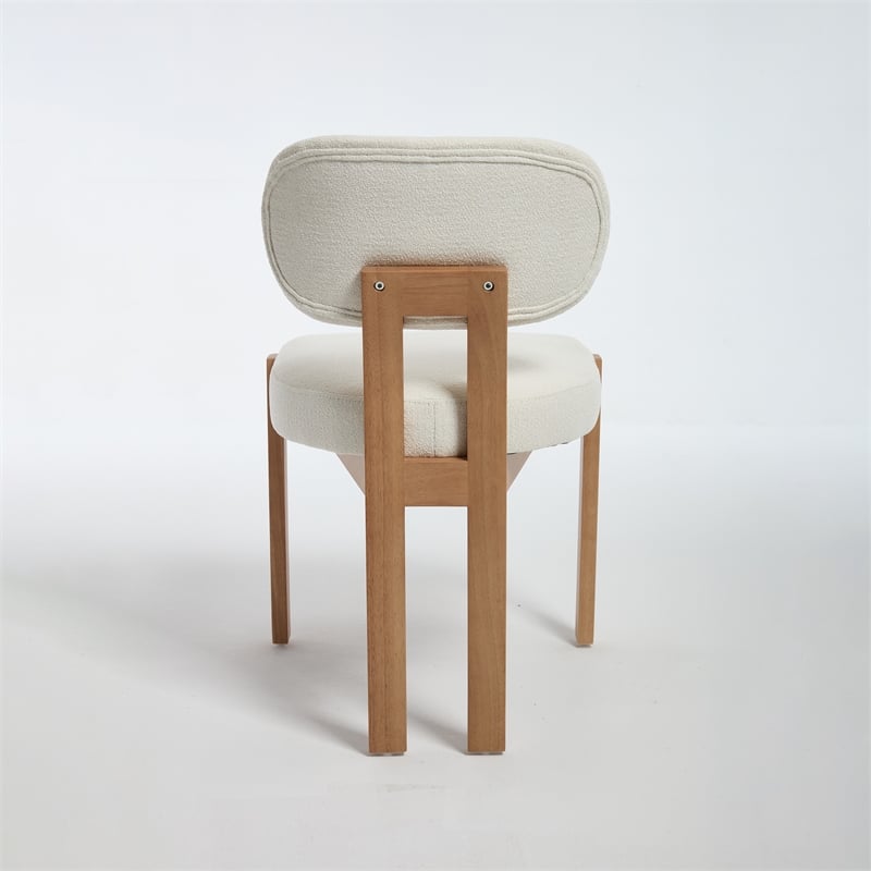 Zelda Dining Chairs- Set of 2- Brown Rubberwood Frame- Beige Fabric