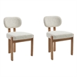 Zelda Dining Chairs- Set of 2- Brown Rubberwood Frame- Beige Fabric