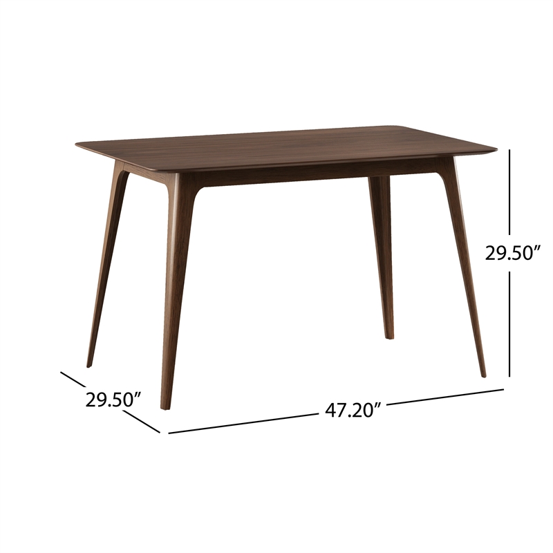 Tyler Modern Dining Table- Slayed Solid Wood Legs- Walnut Brown 47 Inch