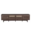 TV Media Cabinet- 4 Doors- 2 Drawers- Rattan Accents- Dark Brown 77 Inch