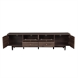 TV Media Cabinet- 4 Doors- 2 Drawers- Rattan Accents- Dark Brown 77 Inch