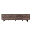 TV Media Cabinet- 4 Doors- 2 Drawers- Rattan Accents- Dark Brown 77 Inch