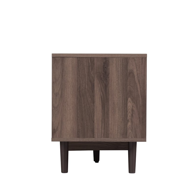 TV Media Cabinet- 4 Doors- 2 Drawers- Rattan Accents- Dark Brown 77 Inch