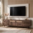 TV Media Cabinet- 4 Doors- 2 Drawers- Rattan Accents- Dark Brown 77 Inch