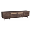 TV Media Cabinet- 4 Doors- 2 Drawers- Rattan Accents- Dark Brown 77 Inch