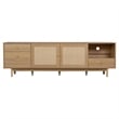 TV Media Cabinet- 2 Rattan Doors- 3 Drawers- 1 Shelf- Natural Brown 77 Inch