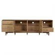 TV Media Cabinet- 2 Rattan Doors- 3 Drawers- 1 Shelf- Natural Brown 77 Inch
