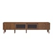 TV Media Cabinet- Glass Sliding Doors- 2 Drawers- Natural Brown- 77 Inch