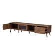 TV Media Cabinet- Glass Sliding Doors- 2 Drawers- Natural Brown- 77 Inch