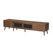 TV Media Cabinet- Glass Sliding Doors- 2 Drawers- Natural Brown- 77 Inch
