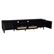 Yumi TV Media Cabinet- 2 Rattan Doors w Drawers- 2 Shelves- Black 79 Inch