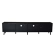 Yumi TV Media Cabinet- 2 Rattan Doors w Drawers- 2 Shelves- Black 79 Inch