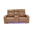 Jasi Power Recliner Loveseat- Bluetooth- USB Ports- Brown Faux-Leather