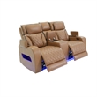 Jasi Power Recliner Loveseat- Bluetooth- USB Ports- Brown Faux-Leather